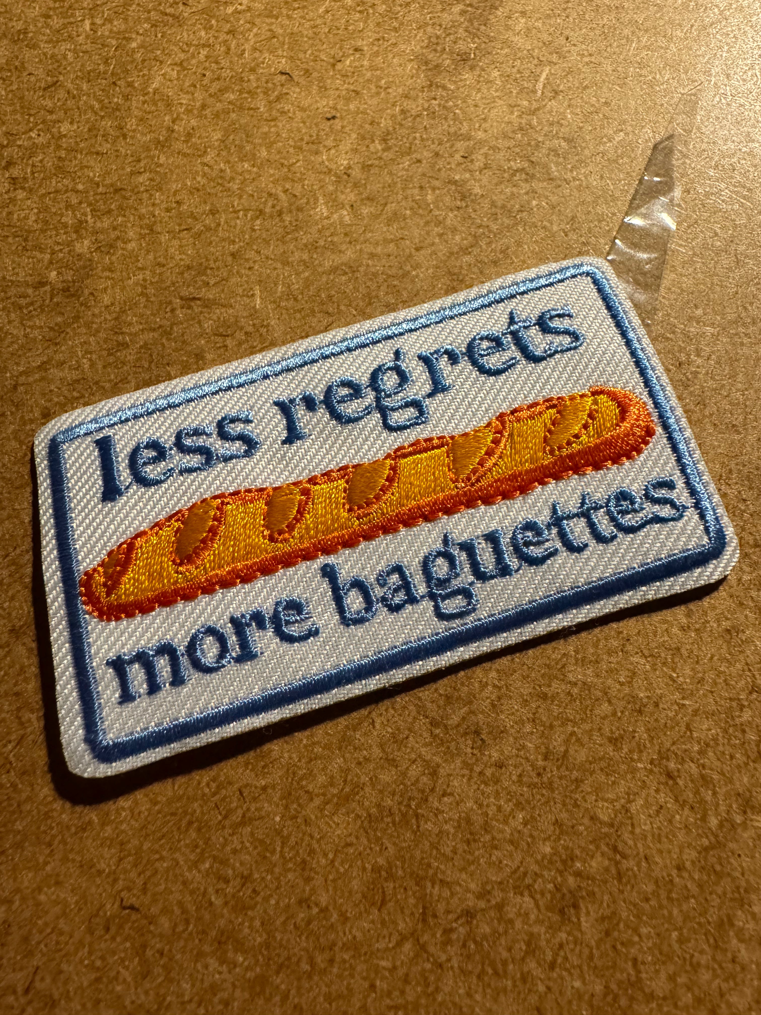 Less Regrets, More Baguettes | Iron on Cloth Patch